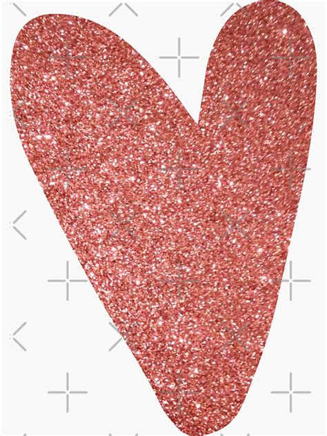rose gold glitter heart illustration sticker by arkeadesain redbubble