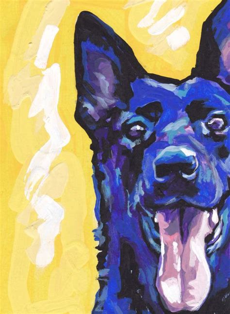 Black German Shepherd Modern Dog Art Print Pop Art Bright Etsy