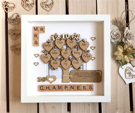 Looking for 50th anniversary gift ideas? Golden Wedding Anniversary Gift And Family Tree. 50th ...