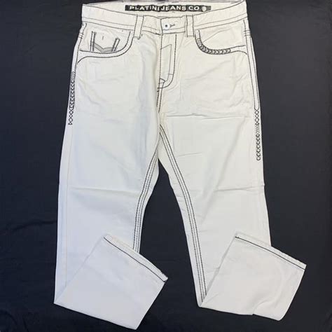 We are a wholesale distributor of men's wear, children's wear, western wear and urban wear. Platini Men's White Denim Double Stitched Jeans