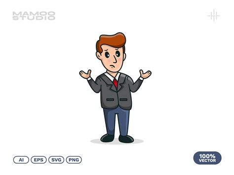Business Man Cartoon Character Standing With Confused Face Uplabs