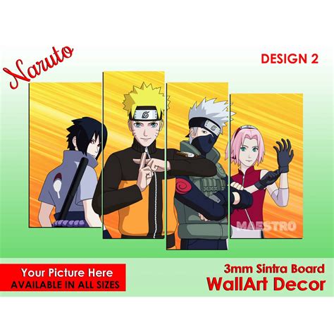 Naruto Design Wall Art Decor In Different Sizes 3mm Sintra Board Flat