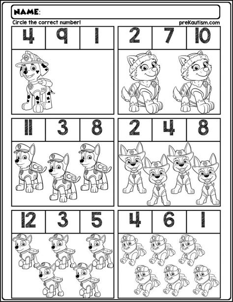 FREE Paw Patrol Number Worksheets | Educatieve spelletjes, Free, Werkbladen