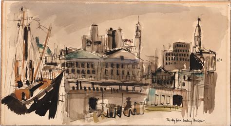 The City From Darling Harbour Circa 1957 Circa 1958 By Brett Whiteley