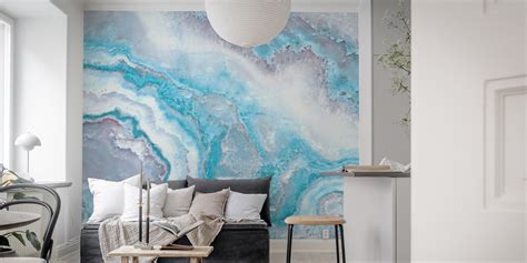 Blue Mermaid Ocean Marble Wallpaper Happywall