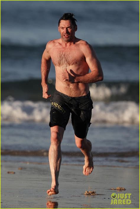 Discover and share the best gifs on tenor. Hugh Jackman Runs Shirtless on the Beach with His Ripped ...