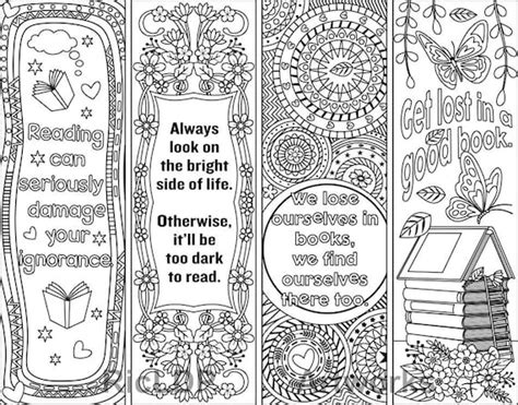 Printable Coloring Bookmark Templates With Four Designs Plus