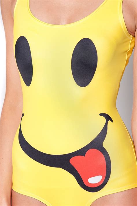Monokini Sexy Bathing Suit One Piece Yellow Pacman Smile Face Swimsuit