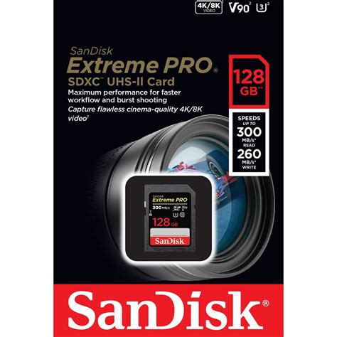 Sandisk Extreme Pro 128gb Sdxc 300mbs Uhs Ii Class 10 U3 V90 Memory