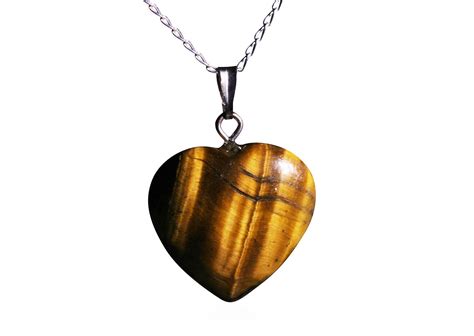 Tigers Eye Heart Necklace On Solid Silver Chain Etsy