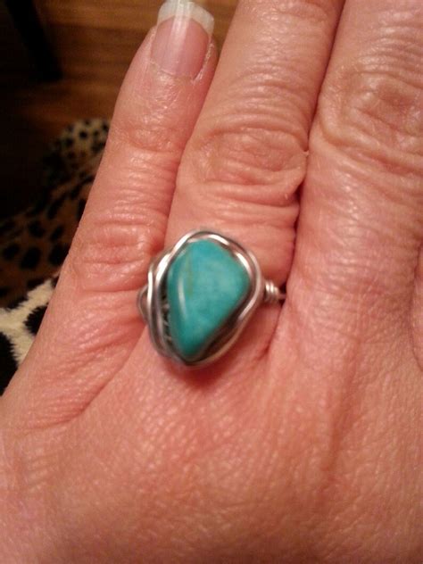 Blue Magnesite Turquoise Look Wire Wrapped Ring Etsy