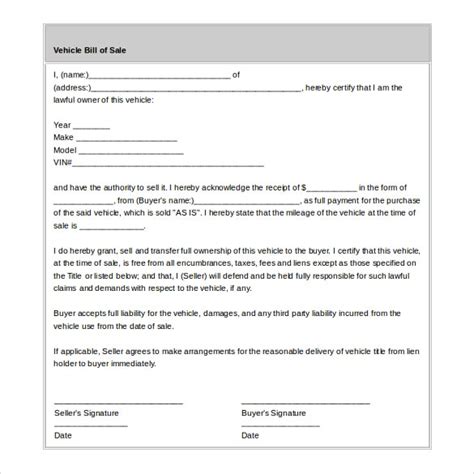 Ms Word Bill Of Sale Template Hq Printable Documents