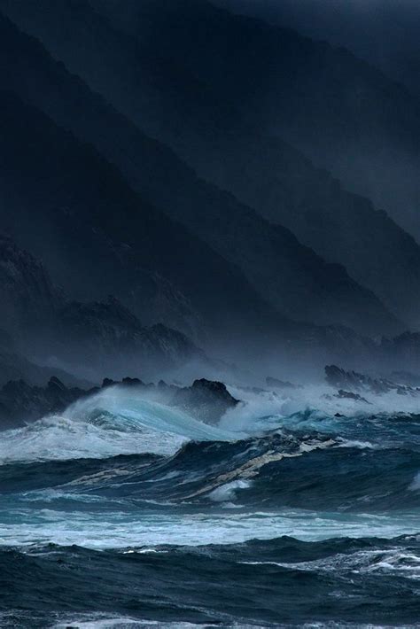 Sailing Safely Through The Stormy Seas At Night Sea Waves Ocean