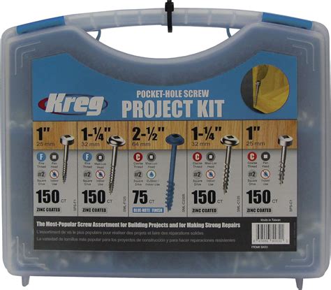 New Kreg 675 Pieces 5 Sizes Pocket Hole Screw Kit Self Tapping Carry