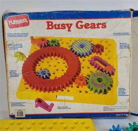 Vintage 1990 Playskool Busy Gears Super Set Kids Toy Hasbro Bradley Usa
