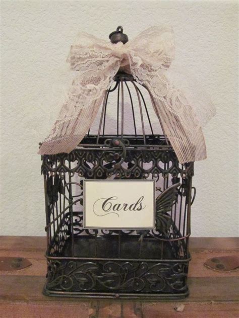 Rustic Bird Cage Wedding Card Holder Burlap Card Holder Birdcage