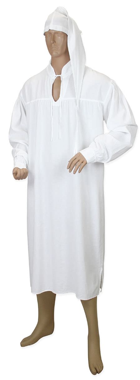 Mens Nightshirt And Night Cap White