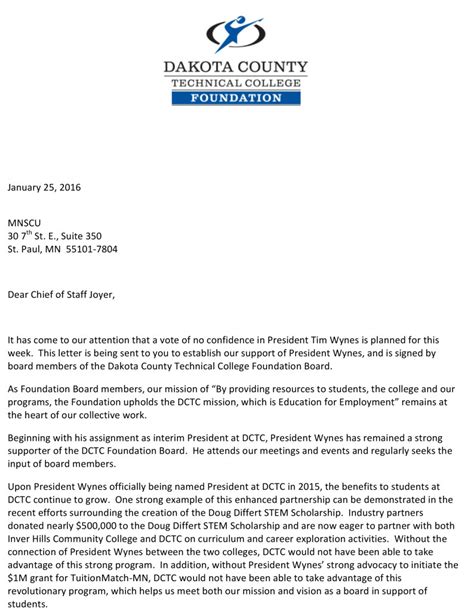 Sample letter to the board. Students and Community Support President Wynes » IHCC News