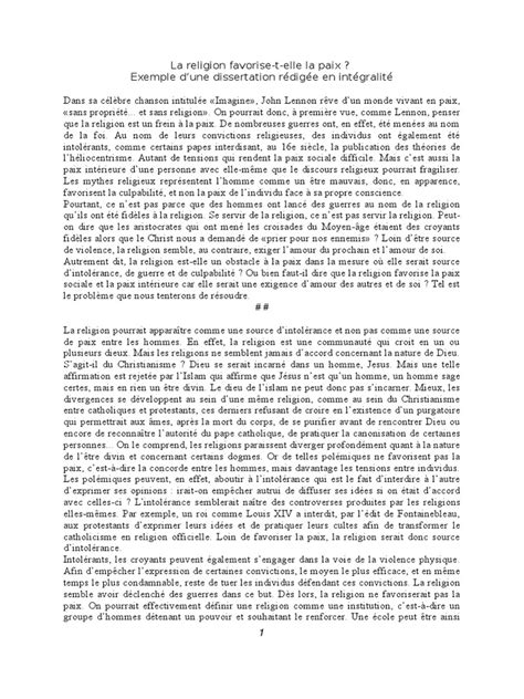 Exemple Dissertation Philo Tolérance Dieu