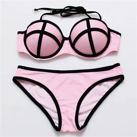 Bandea 2017 New Sexy Push Up Bikinis Solid Swimwear Women Halter Swimsuit Trangle Beach Wear