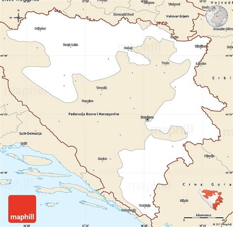 Classic Style Simple Map Of Republika Srpska