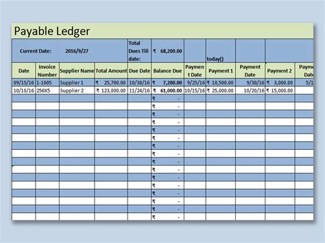 Excel Of Accounts Payable Ledger Xlsx Wps Free Templates