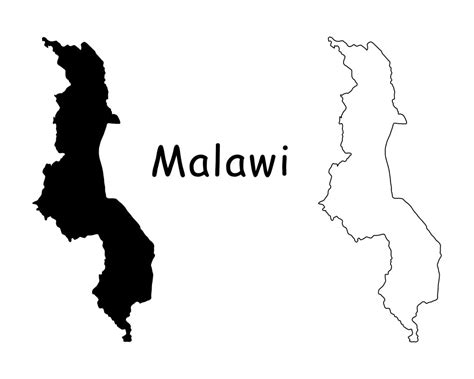 Map Of Malawi Malawi Map Black And White Detailed Solid Etsy