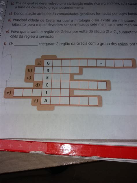 Complete A Cruzadinha Com As Respostas Dos Itens A Seguir