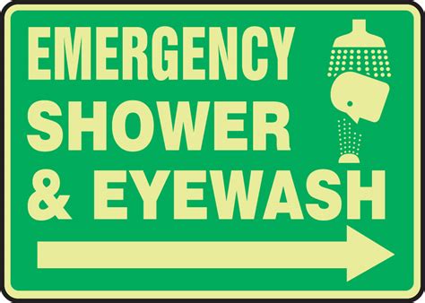 Emergency Shower And Eyewash Lumi Glow Safety Sign Mlfs564