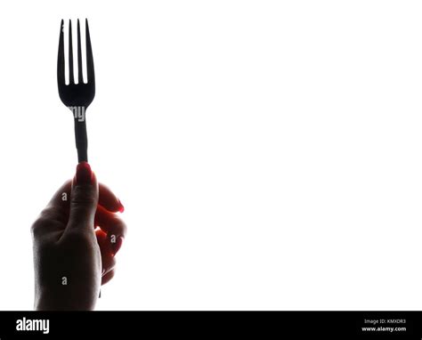 Woman´s Hand Holding Fork Isolated On White Background Stock Photo Alamy