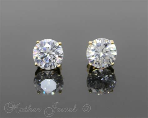 Our men's diamond earrings are handmade by the finest jewlery experts in nyc's diamond district. 4MM WOMEN MENS YELLOW GOLD SOLID STERLING SILVER SIMULATED ...