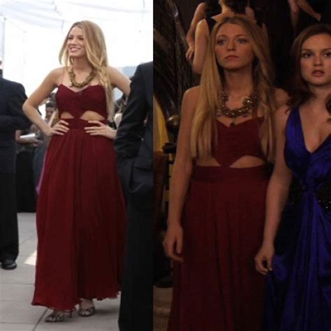 Unique Sexy Inspired Blake Lively Serena Burgundy Chiffon Cut Out