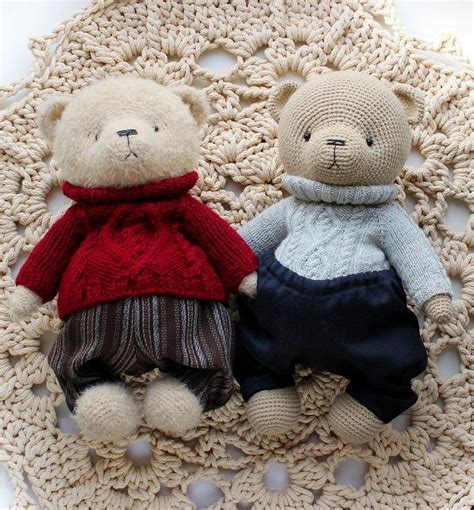 Pattern Teddy Bears Outfits Aran Sweater And Sewn Trousers Pattern