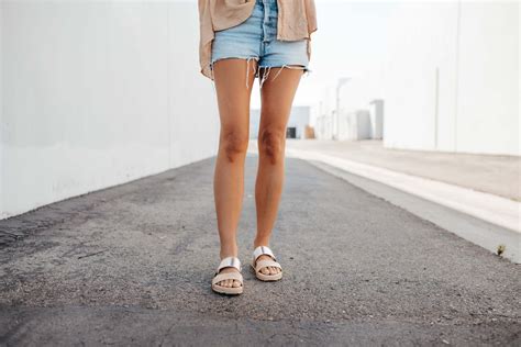 The Perfect Slide Sandal For Summer Paired With Cutoff Denim Shorts We