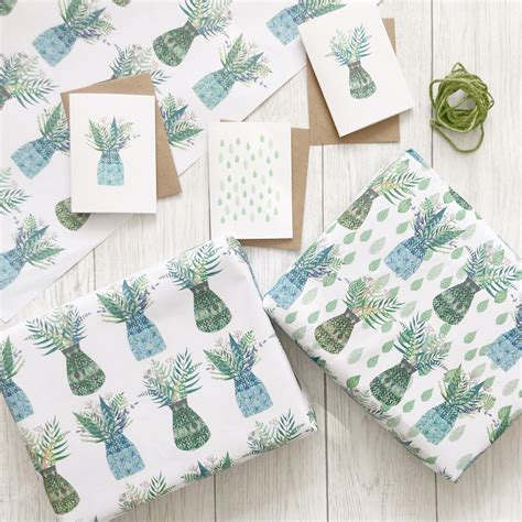 Wrapping Paper Beautiful Luxury Botanical Floral Green Leaves Etsy
