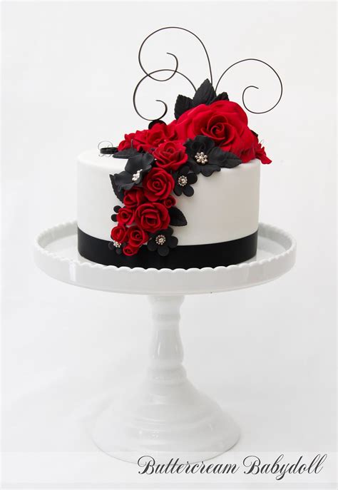 Red Black And White Birthday Cakes Red Black White Wedding Cake Cake