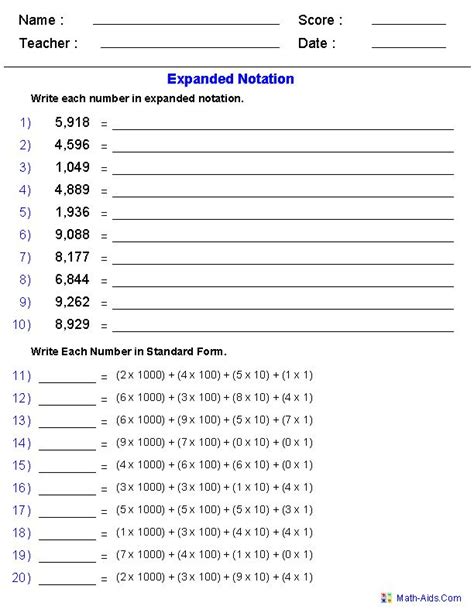 Writing Decimals In Expanded Form 5th Grade Worksheets Sheri Swenson