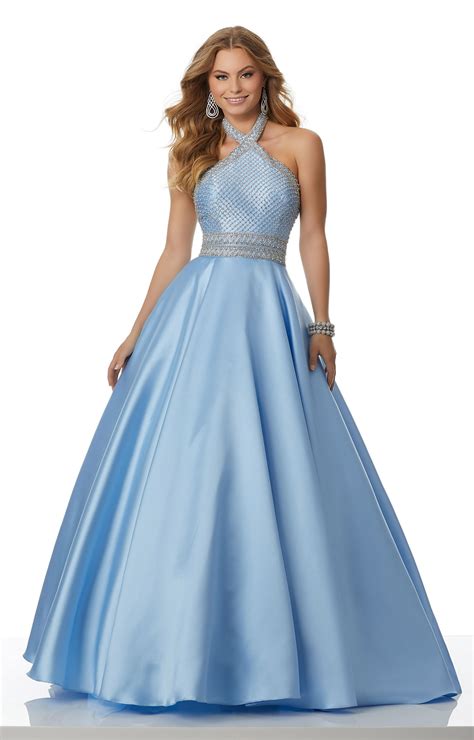 These dresses come in a range of colors from soft mints and sky blues to more vibrant. Mori Lee Prom 42032 - High Neckline Open Back Ball Gown ...