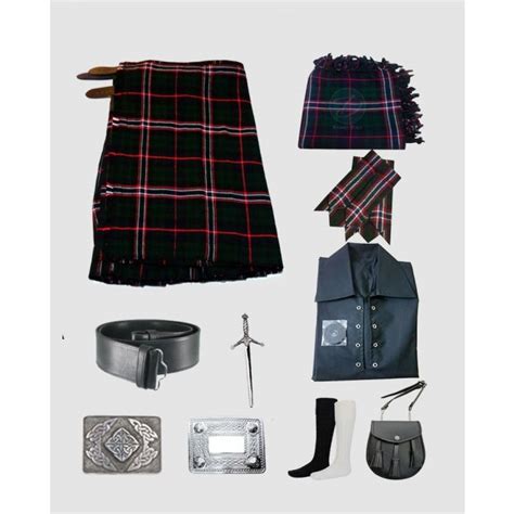 9 Pieces Scottish National Tartan Kilt Outfit