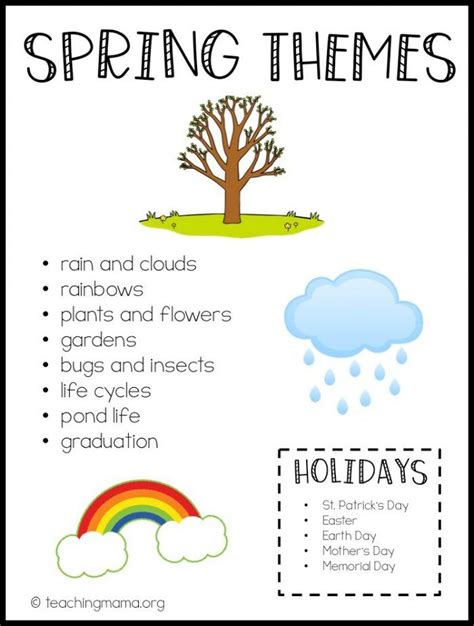Preschool Monthly Themes Ideas
