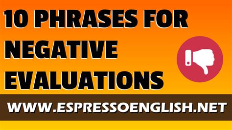 10 Business English Phrases For Negative Performance Evaluations Youtube