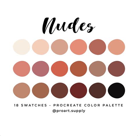 Nudes Procreate Color Palette Hex Codes Brown Tan Cream Etsy India