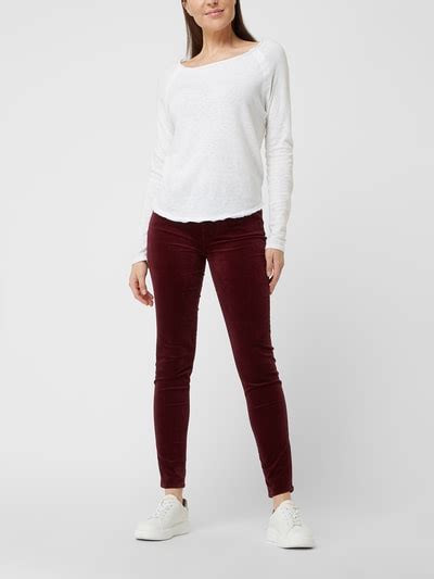 7 For All Mankind Skinny Fit Samthose Mit Stretch Anteil Bordeaux Rot