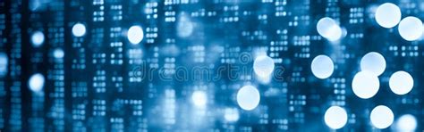 Blue Digital Binary Data On Computer Screen With Bokeh Abstract