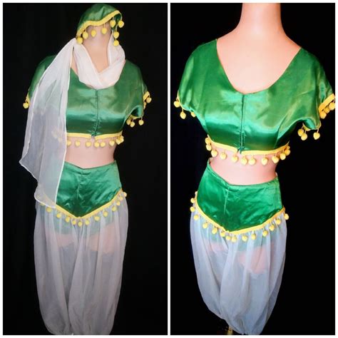 1950s Harem Girl Costume Green Satin Genie Bellydance Etsy España