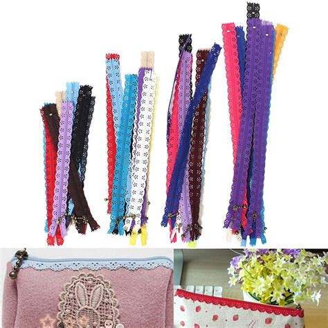 10pcs Multicolor Lace Closed End Zippers Puller Nylon Zipper For Purse Bags Diy Sewing
