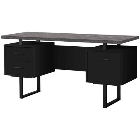 Monarch 60 Contemporary Wooden Writing Desk In Black And Gray Homesquare