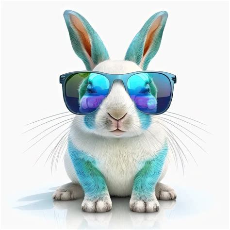 Cool Bunny With Sunglasses On A White Background Happy Easter Card