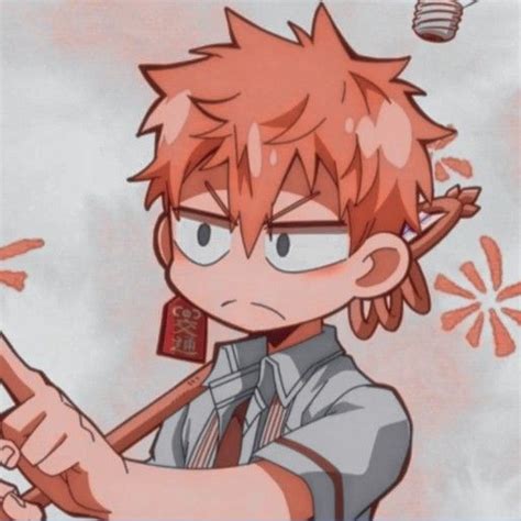 An Anime Character With Red Hair Holding A Baseball Bat In His Hand And