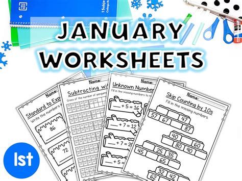 1st Grade Winter Math Worksheets January Etsy